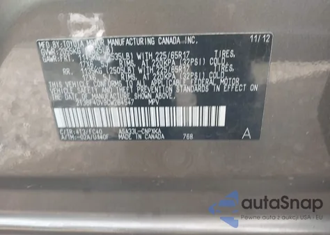2012 Toyota Rav4 from USA, damaged, VIN 2T3BF4DV9CW264547